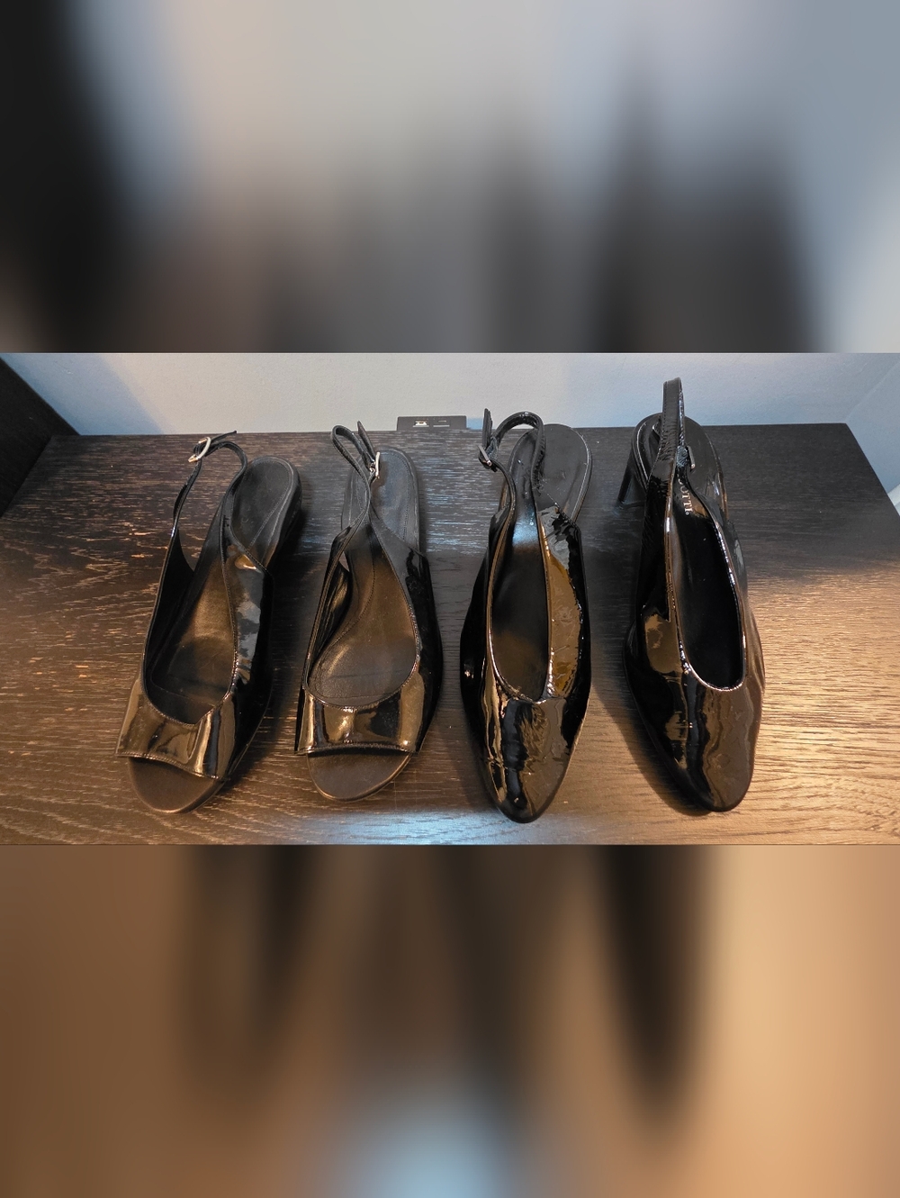 Dana Davis Black Patent Slingback Heels – Made in Italy  | Size 9